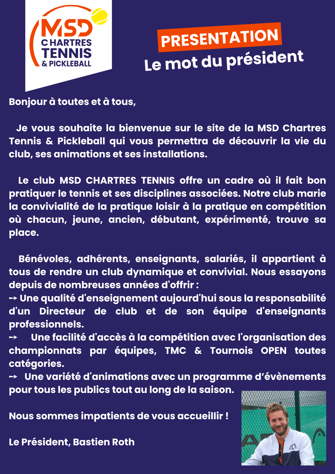 présentation club msd chartres tennis & pickleball